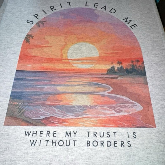 Faith Spirit Lead Me Sunset - Ash Grey - Sublimation- - Unisex Jersey Sweatshirt