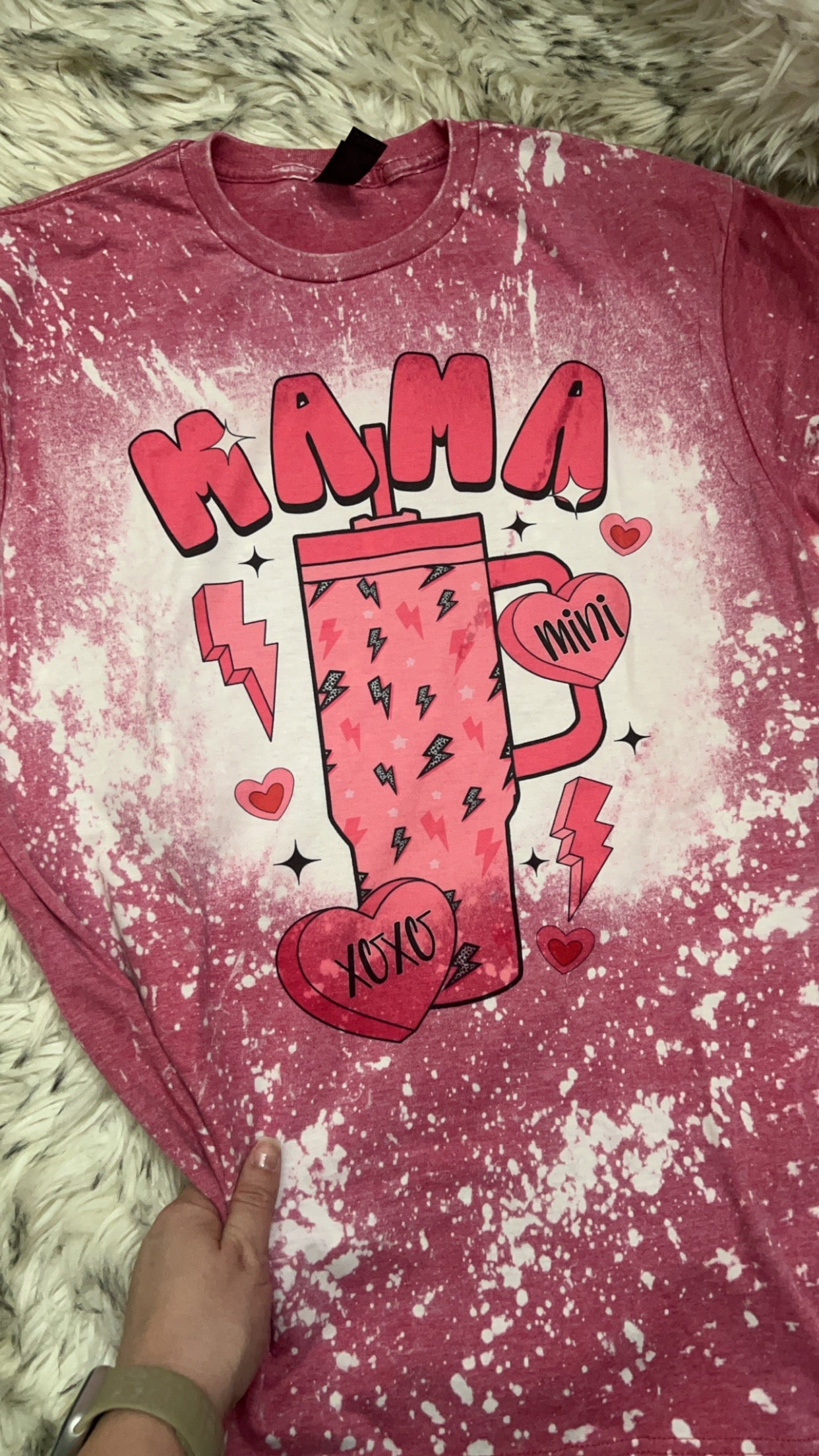 Mama Cup Hearts Bleached - Red