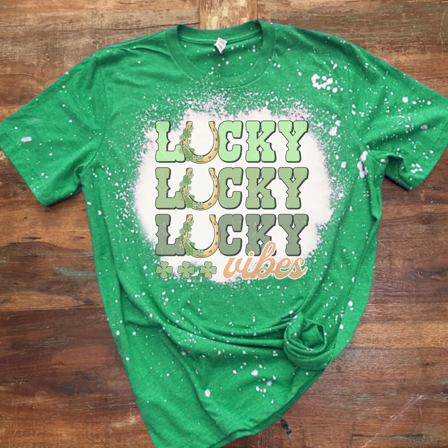 Lucky Vibes Bleached Shirt - Green