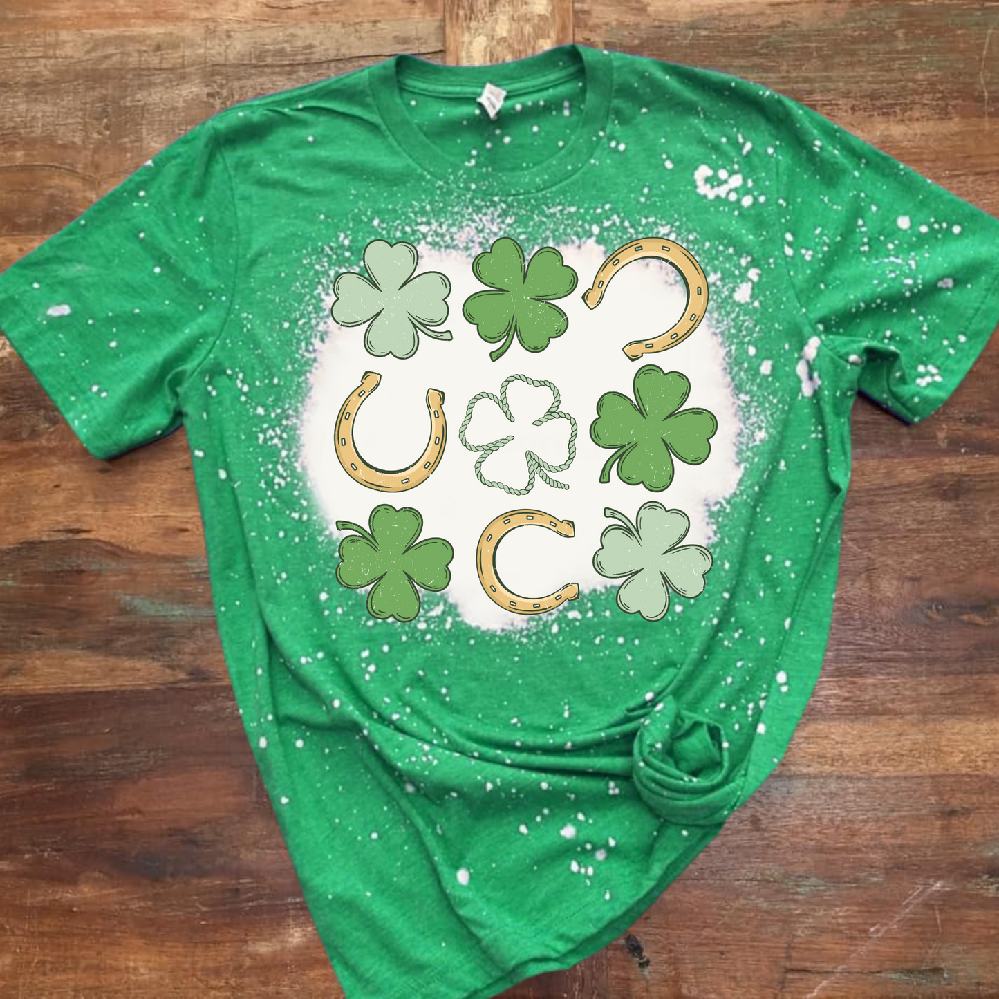 Clover And Horseshoe Bleached Shirt - Green