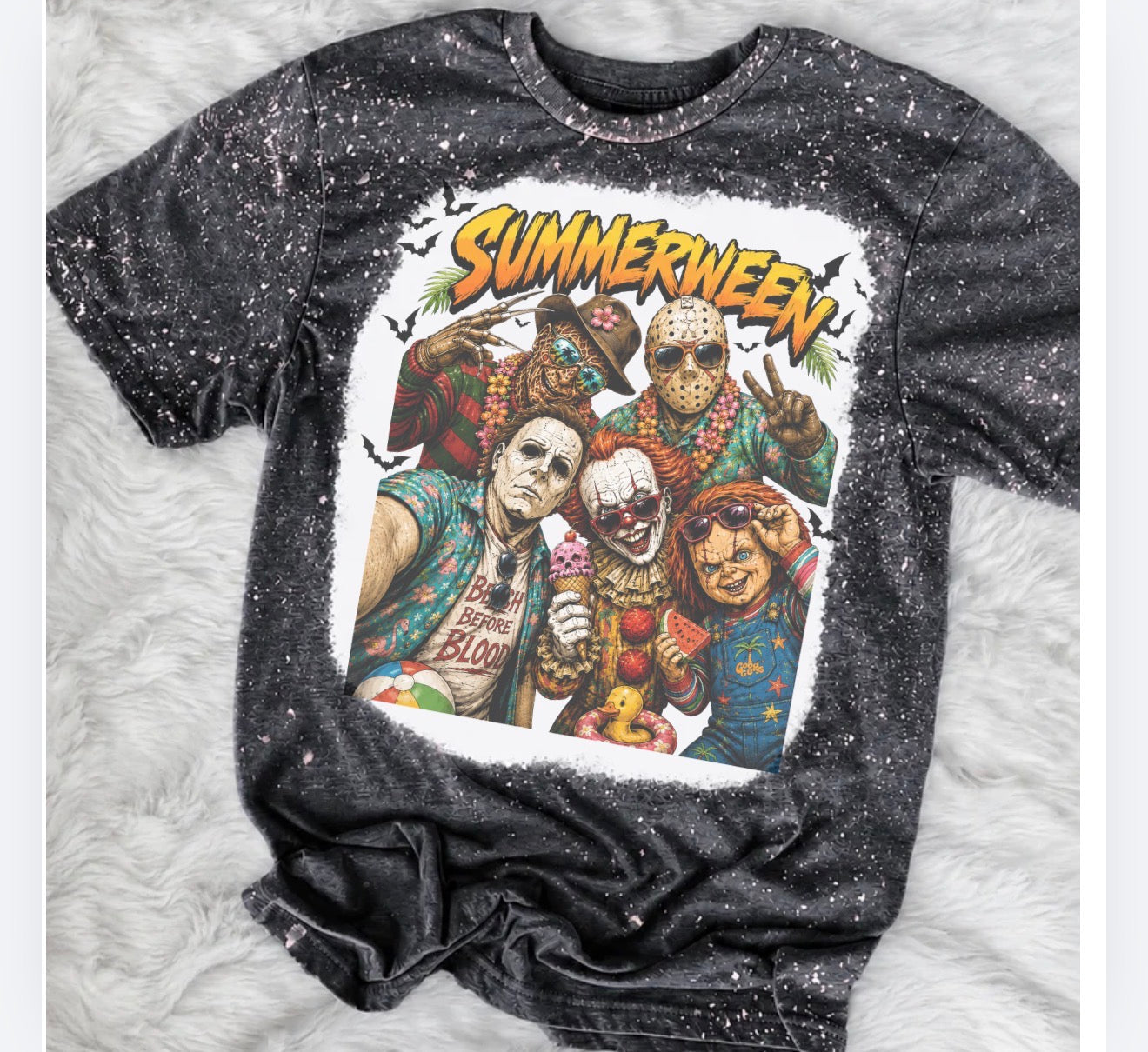Halloween Horror - Summerween Horror Guys Bleached Shirt - Gildan