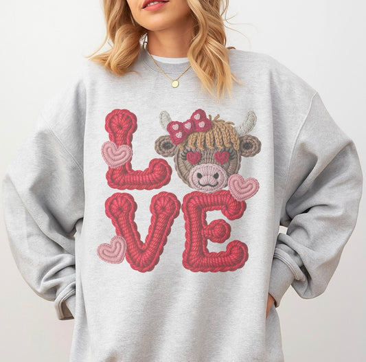 Yarn Art Love Cow Sweatshirt
