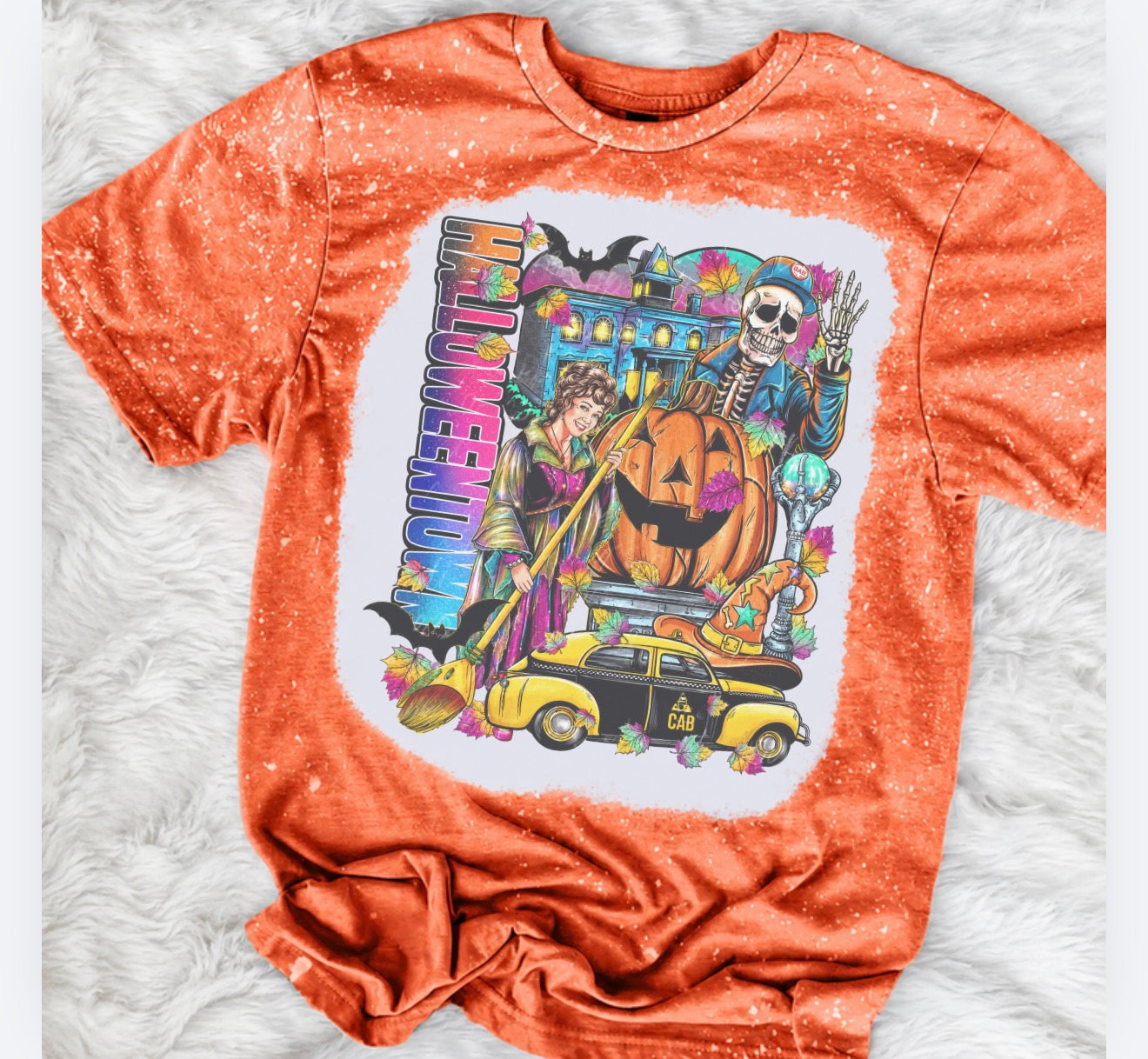 Halloween Spooky - Halloweentown Bleached Shirt - Gildan