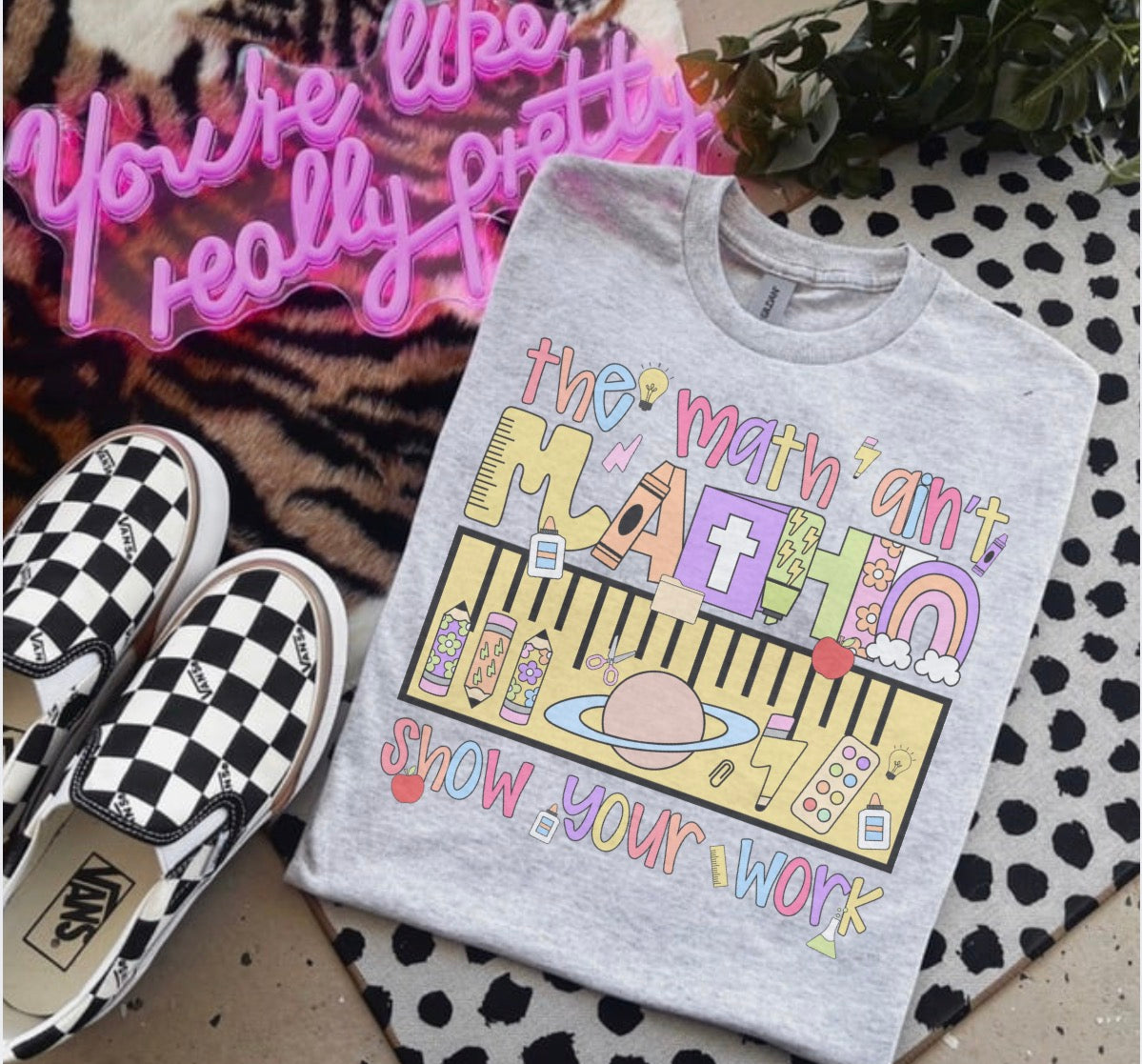 Teacher - The Math Ain’t Mathin’ Show Your Work - Bleached Shirt - Gildan