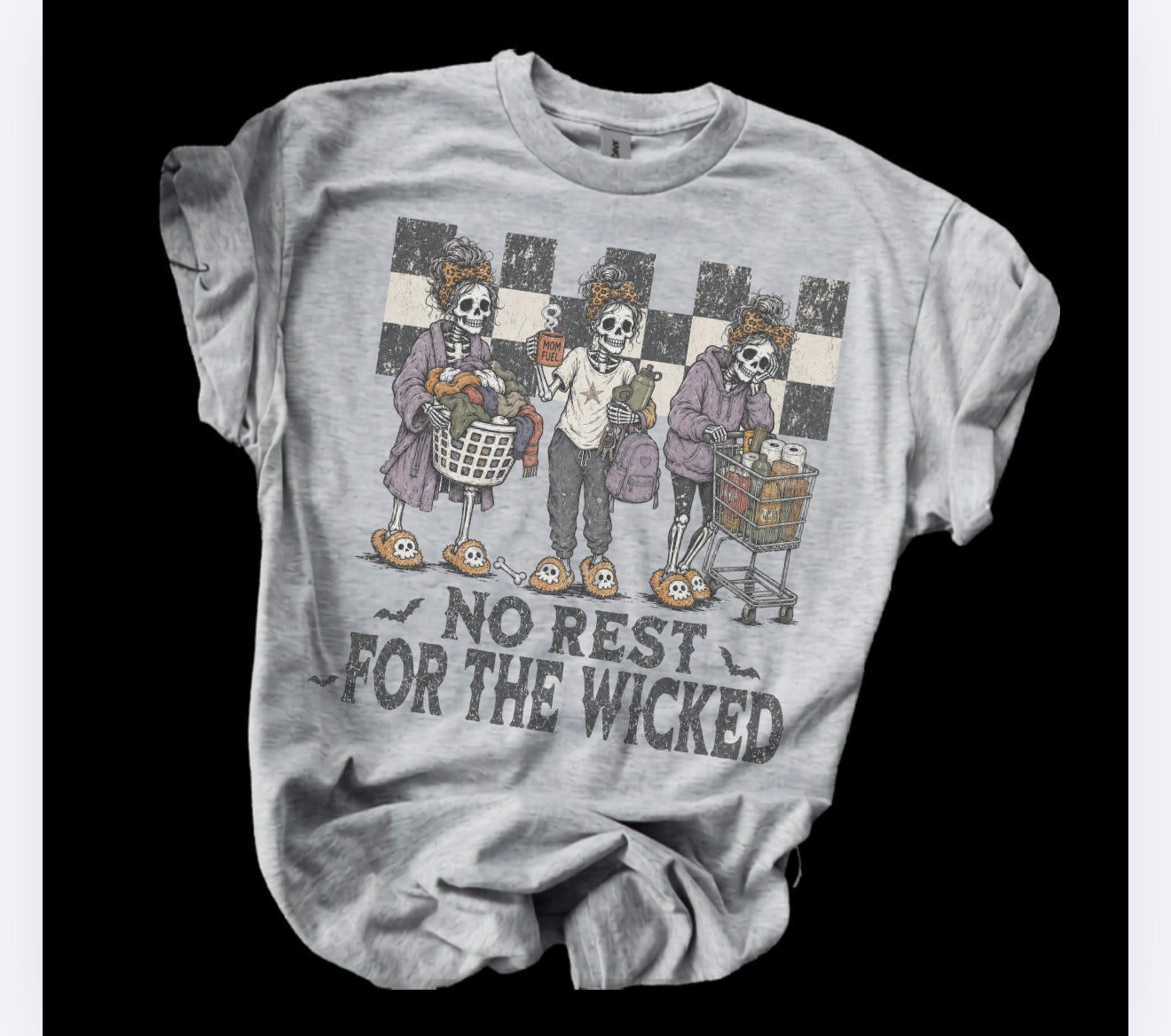 Halloween- No Rest For The Wicked Bleached Shirt - Gildan - Mama