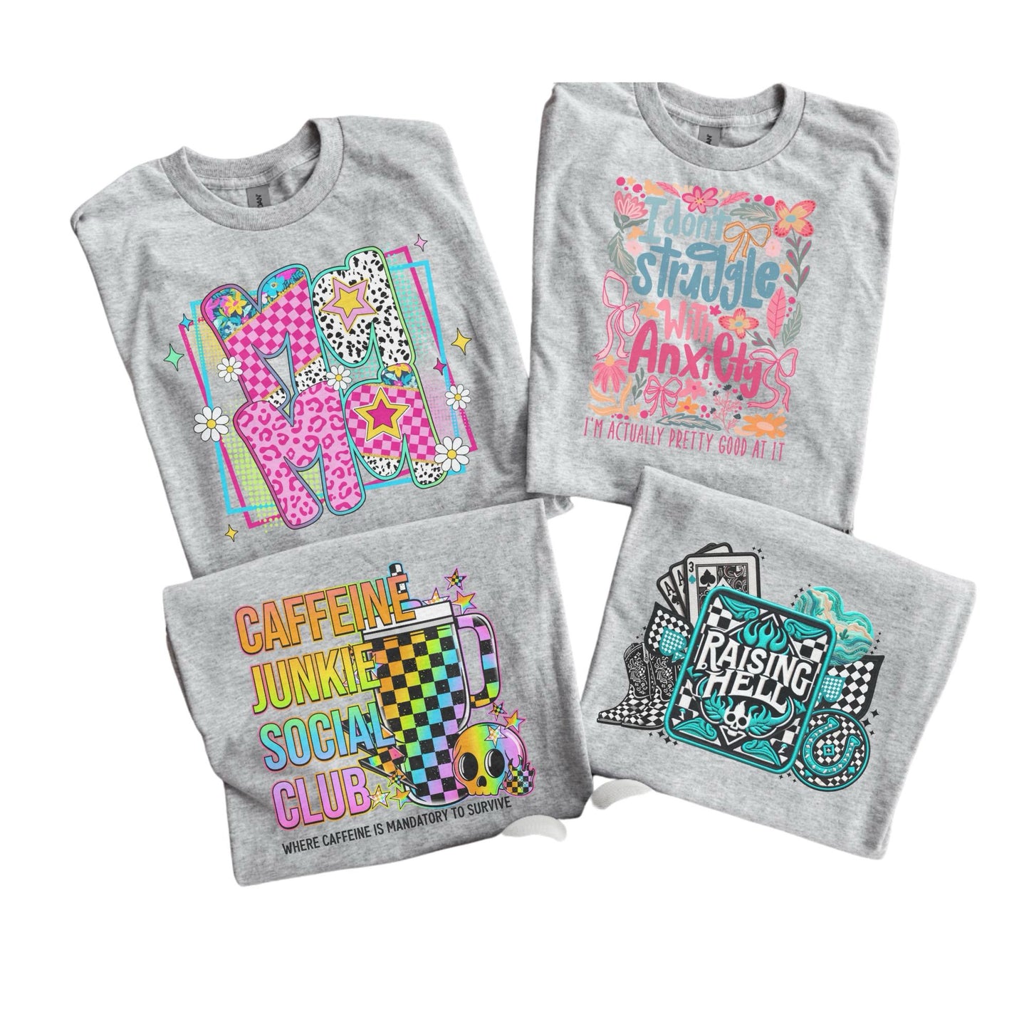 Ash Grey T shirt Categories Mystery Bags Single Shirt - Bleached or Unbleached - Mama - Faith - Petty - Valentine Day Casual Fit Love Clothes