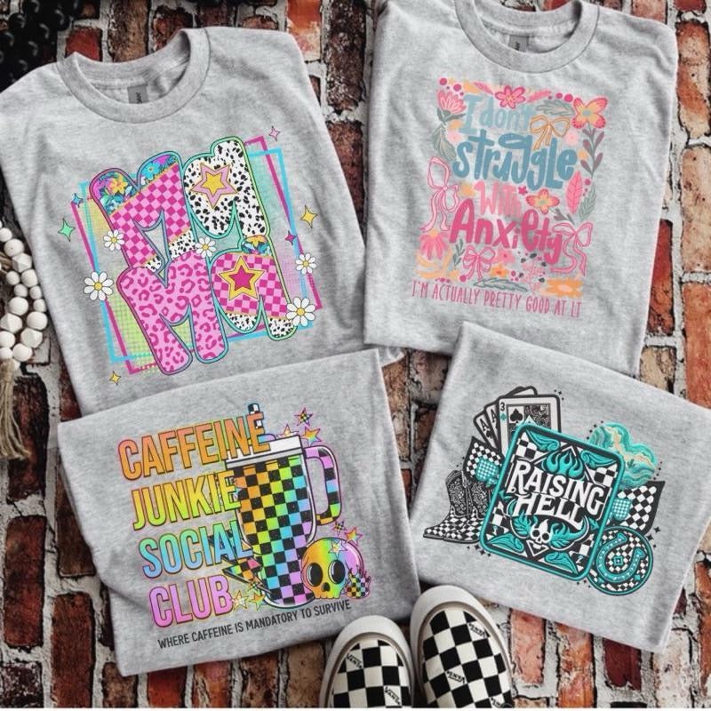 Ash Grey T shirt Categories Mystery Bags Single Shirt - Bleached or Unbleached - Mama - Faith - Petty - Valentine Day Casual Fit Love Clothes