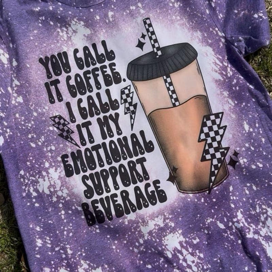 You Call It Coffee I Call It My Emotional Support Beverage Ash Grey T-Shirt - Bleached - Gildan - Unisex