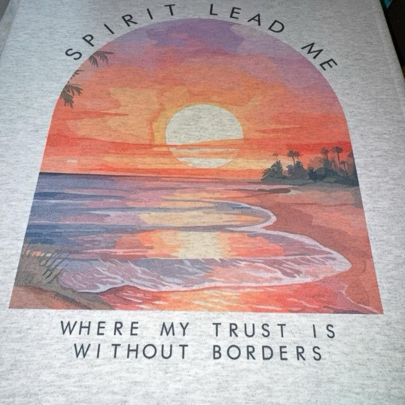 Faith Spirit Lead Me Sunset - Ash Grey - Sublimation-  - Unisex Jersey Sweatshirt