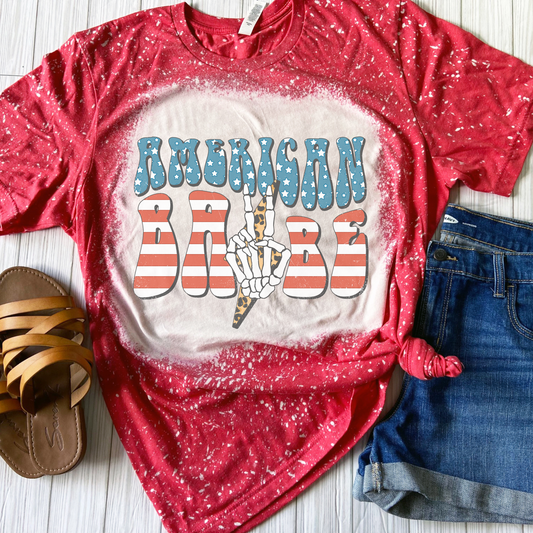 American Babe Bleached Shirt - Red