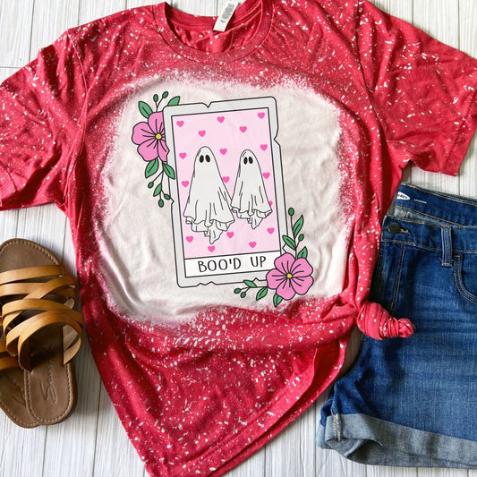 Boo'd Up Bleached Shirt - Red Valentine's